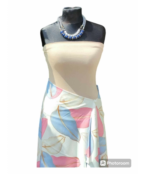 Krótki top damski plażowy Bluzka bez ramiączek - beżowy